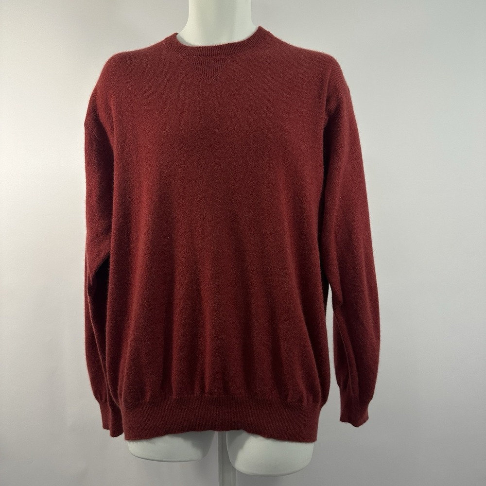 Folio Sweater Mens Large Heathered Red Cashmere Crewneck Pullover, Sz L (b36)